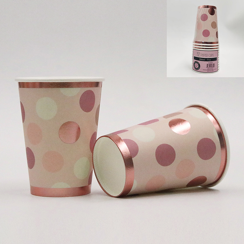 *12PK 266ML PINK JUMBO DOT CUPS